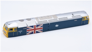 Class47 SilverAnniversryBody 47164BR BlueUnionJackLogoSilvRoof 25-2014