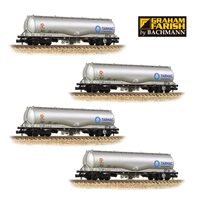 JPA Bogie Cement Tank Wagon Colas Silver (Four Pack)